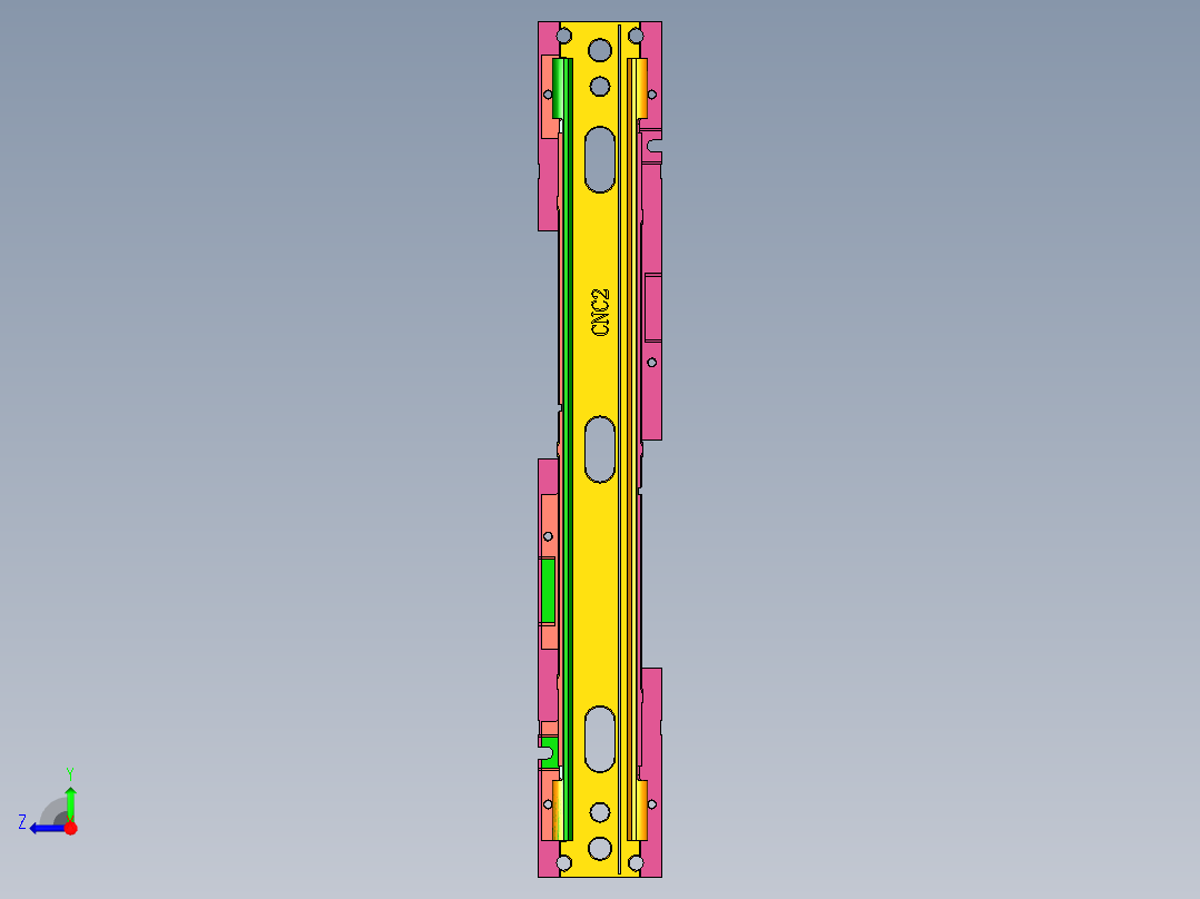 长条金属转轴铣内腔程序模型右视图