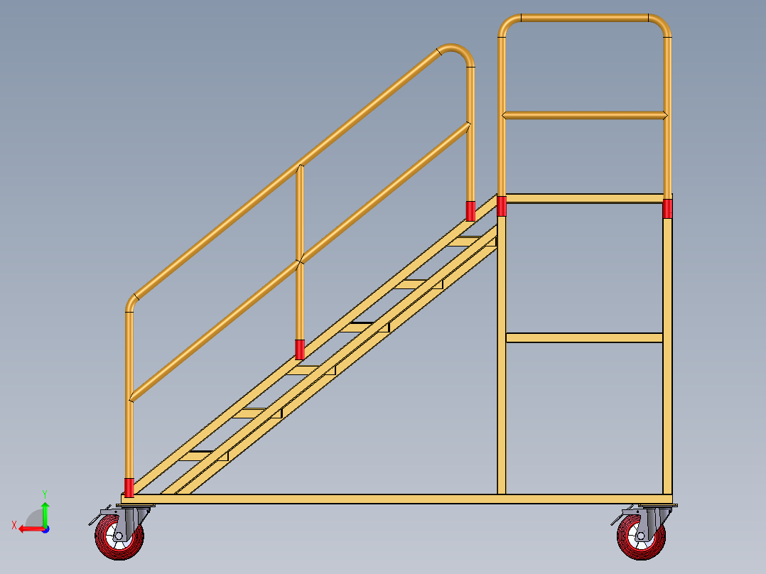 移动式工业梯后视图