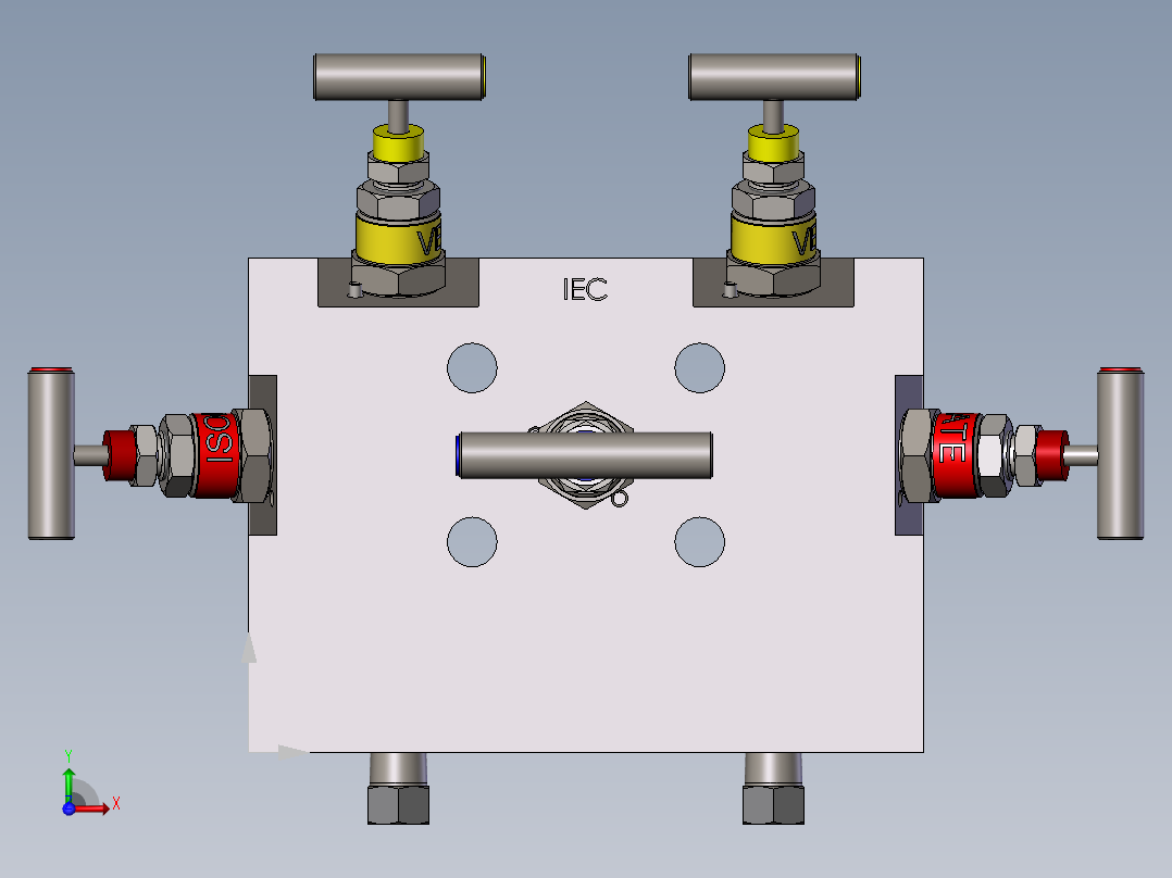 W5-外壳安装式五阀歧管模型前视图