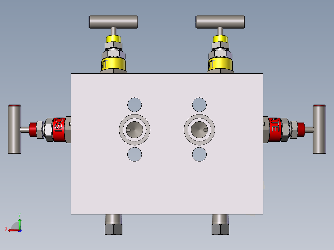 W5-外壳安装式五阀歧管模型后视图