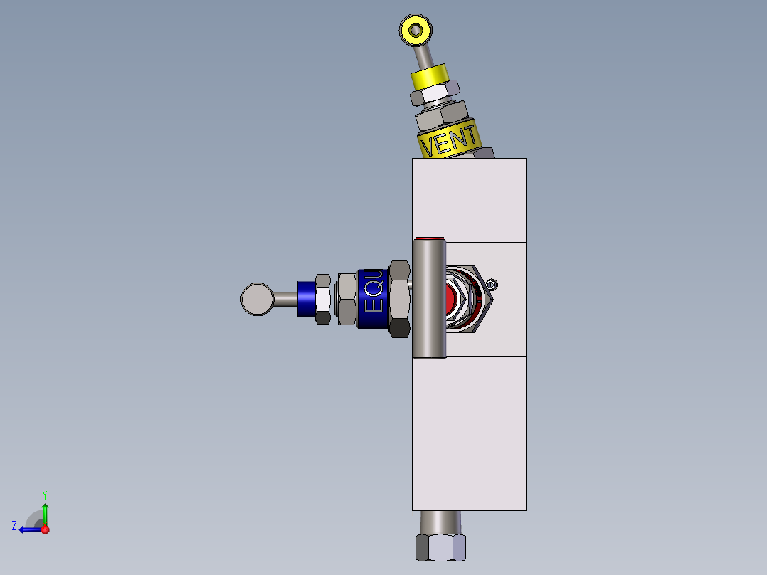 W5-外壳安装式五阀歧管模型右视图