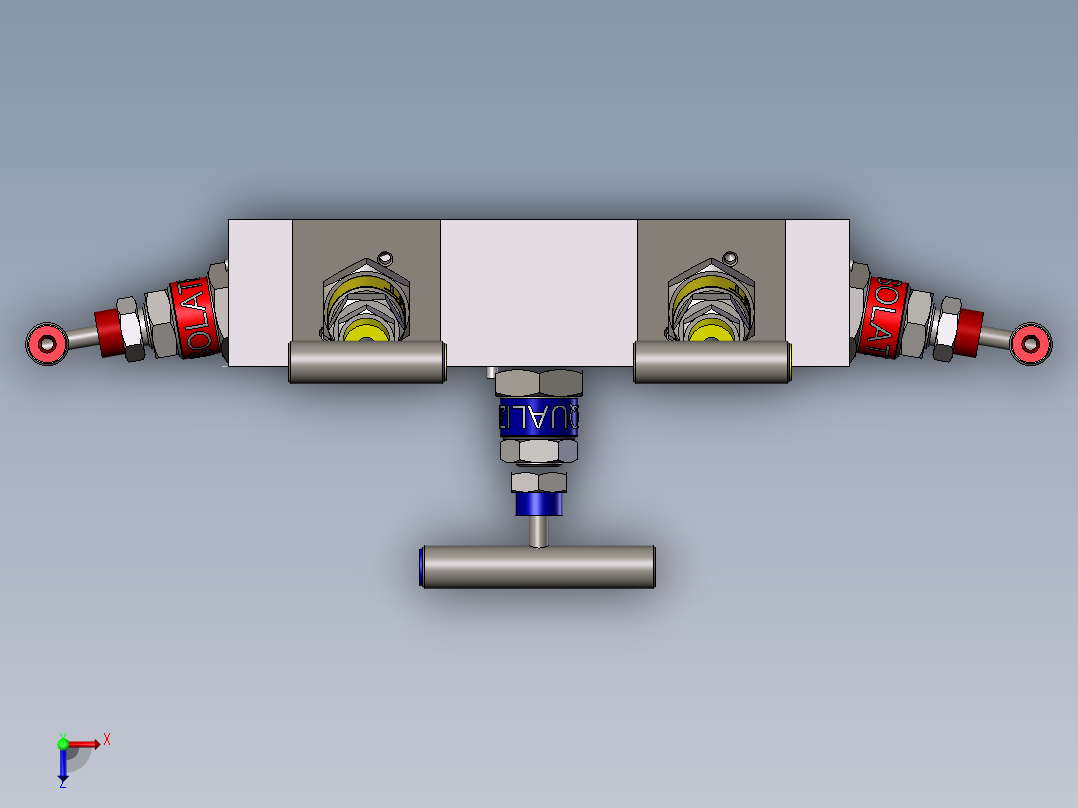 W5-外壳安装式五阀歧管模型俯视图