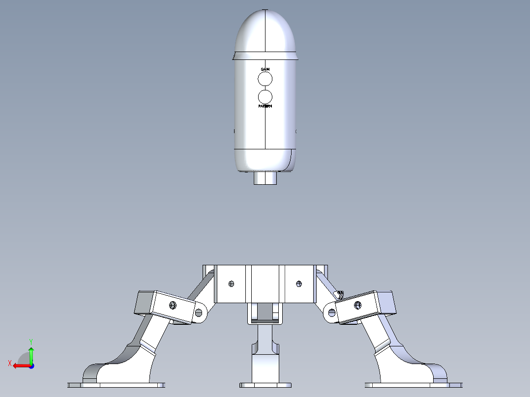 蓝色 Yeti 麦克风和麦克风支架后视图