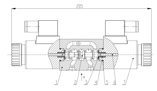 6通径三位四通电磁换向阀K型4凸肩（CAD+说明书）缩略图