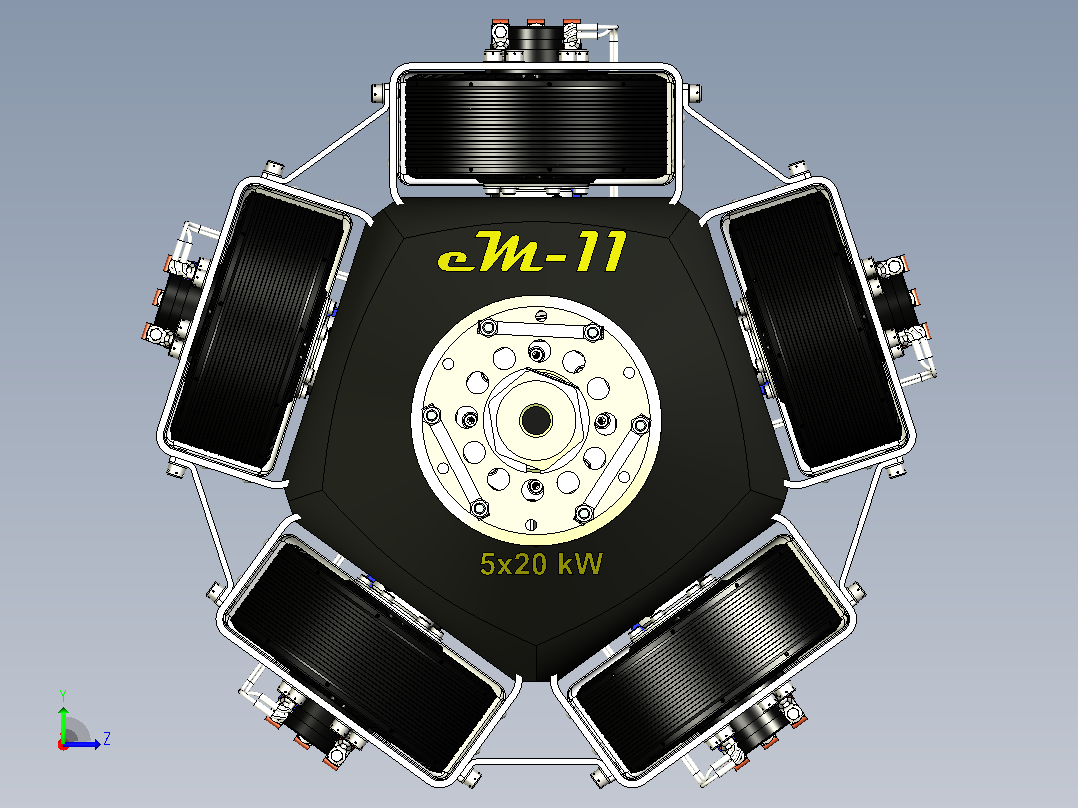 eM-11航空电动发动机模型左视图