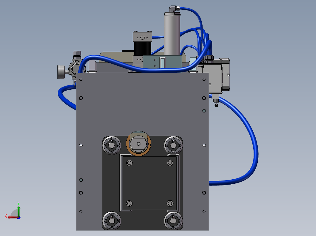 气动冲压装配结构sw18可编辑后视图