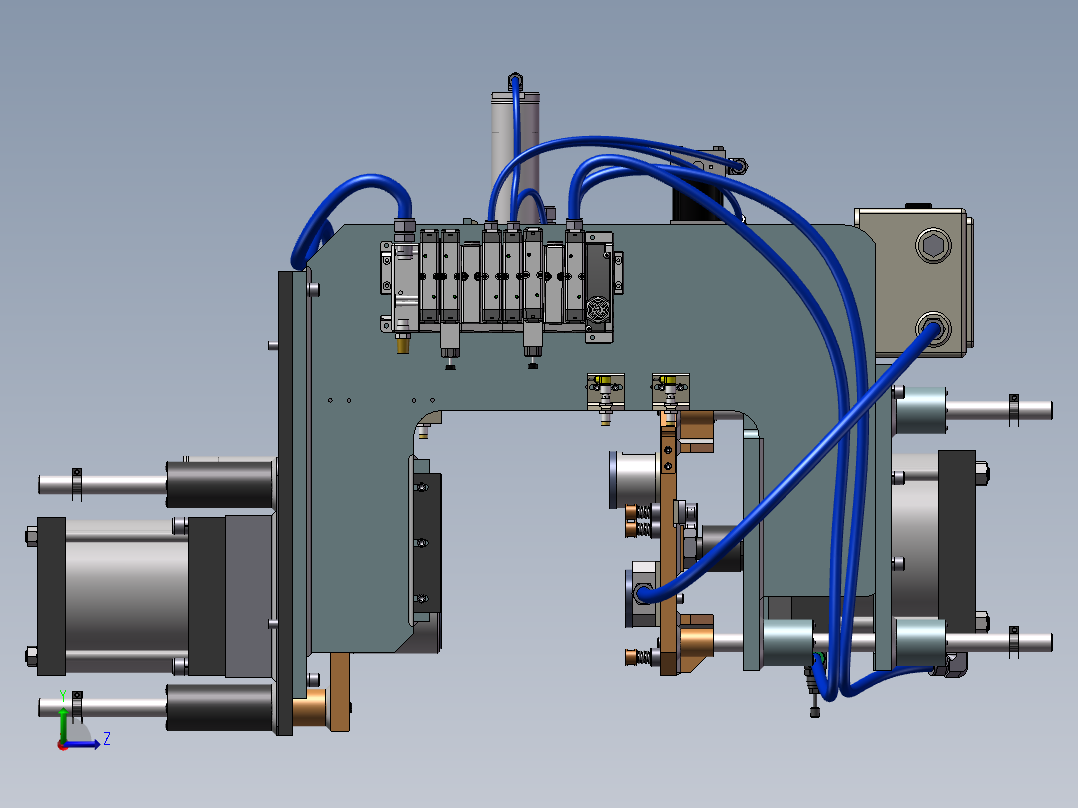 气动冲压装配结构sw18可编辑左视图