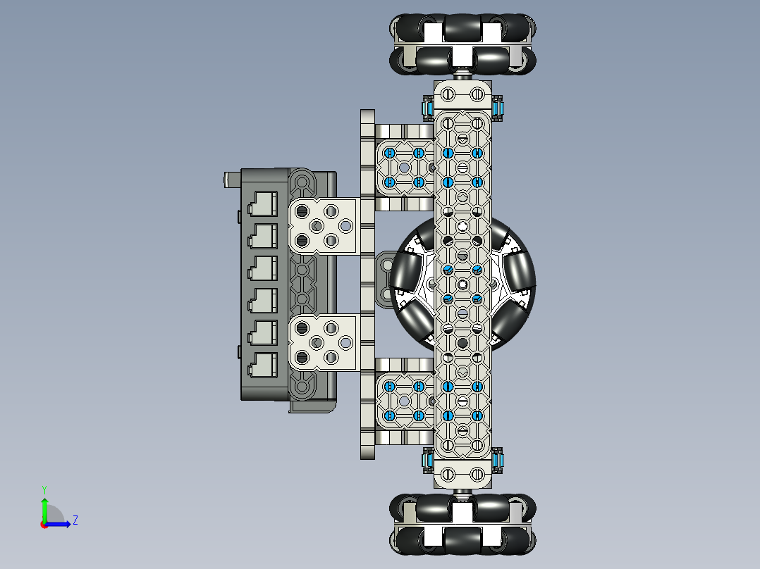 Vex IQ H-Drive全向轮小车结构式左视图