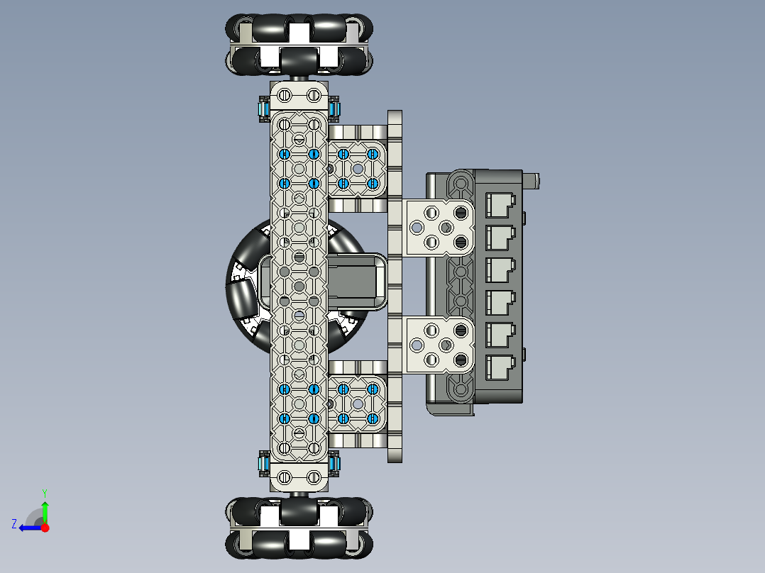 Vex IQ H-Drive全向轮小车结构式右视图