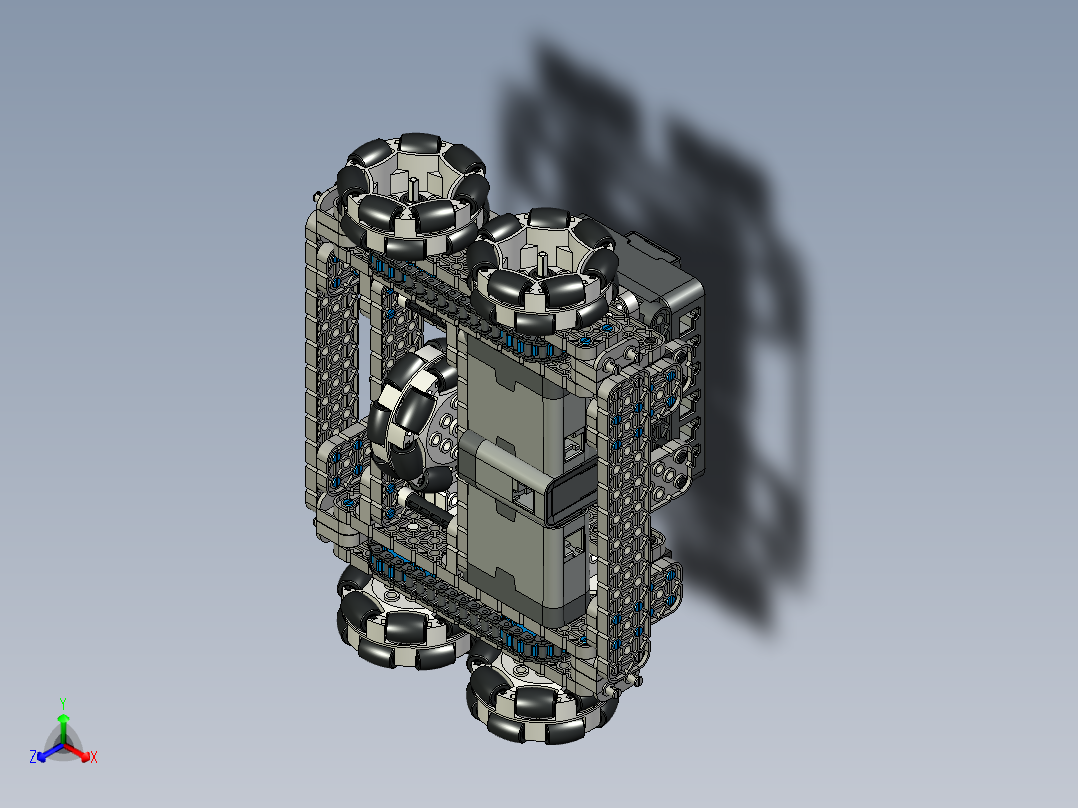 Vex IQ H-Drive全向轮小车结构式正等轴测图