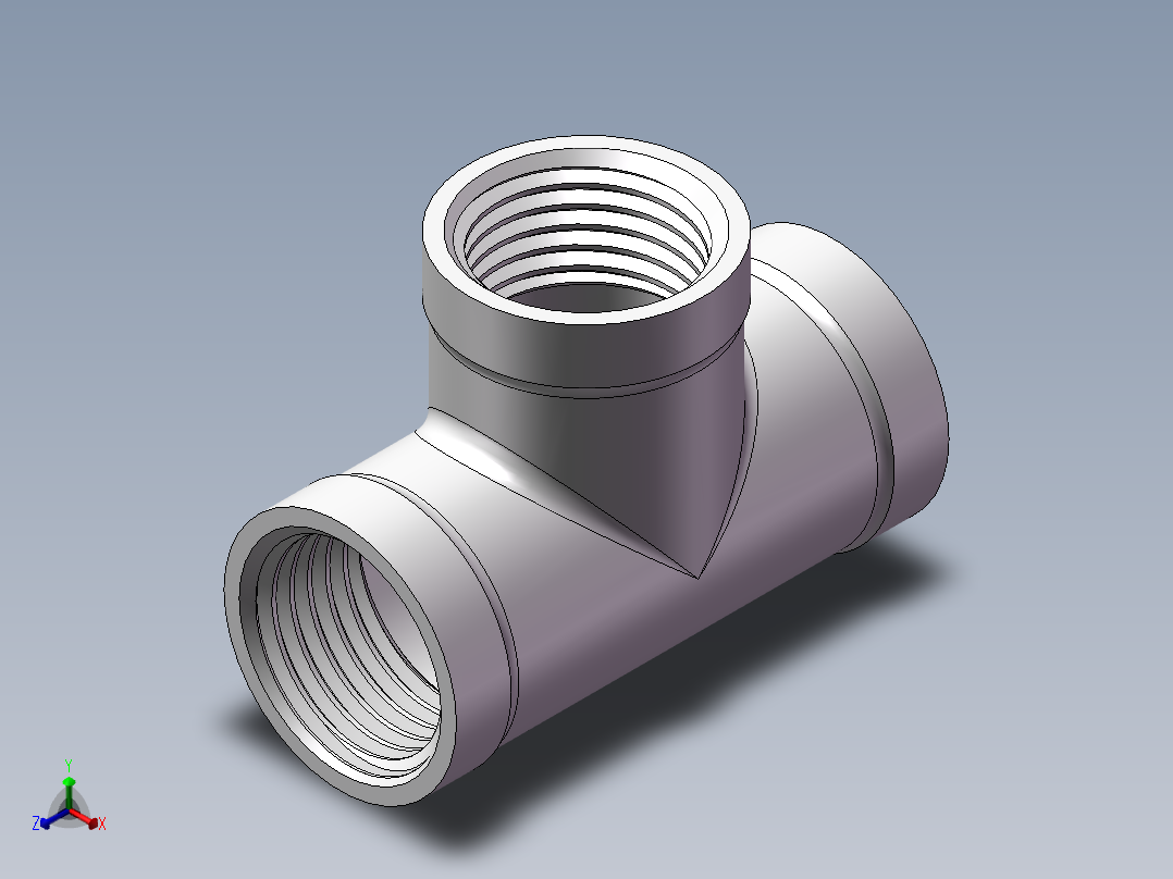 三通-等径 DN15正等轴测图