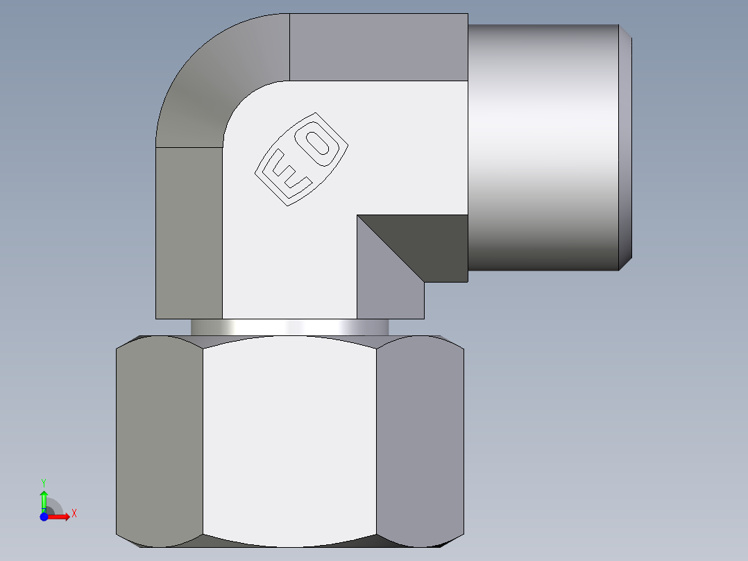 卡套式工业通用硬管接头EO_Swivel_nut_elbow_EW10SOMD71前视图