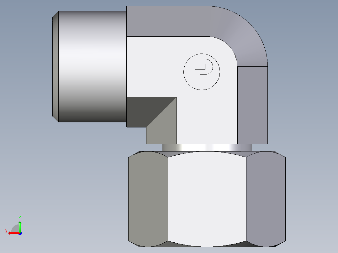 卡套式工业通用硬管接头EO_Swivel_nut_elbow_EW10SOMD71后视图