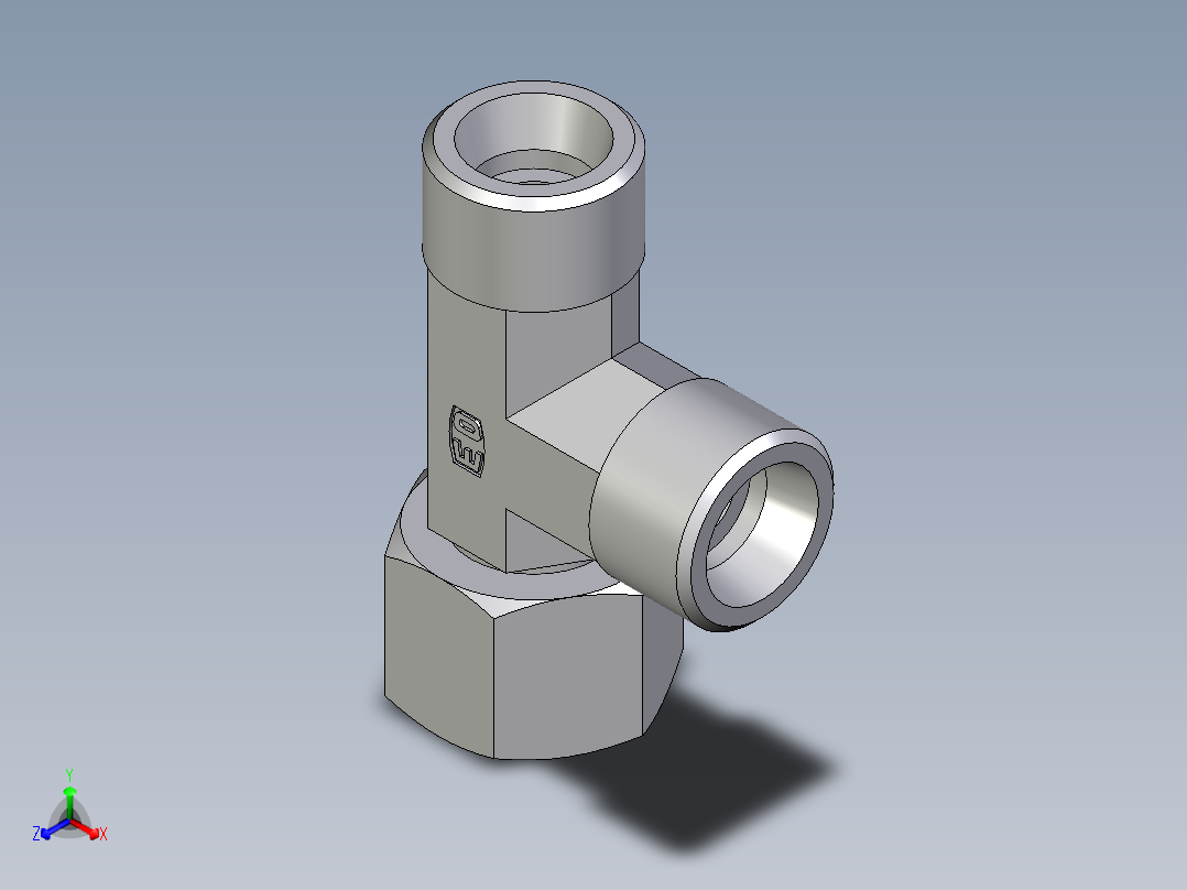 卡套式工业通用硬管接头EO_Swivel_nut_run_tee_EL12SOMD71主视图