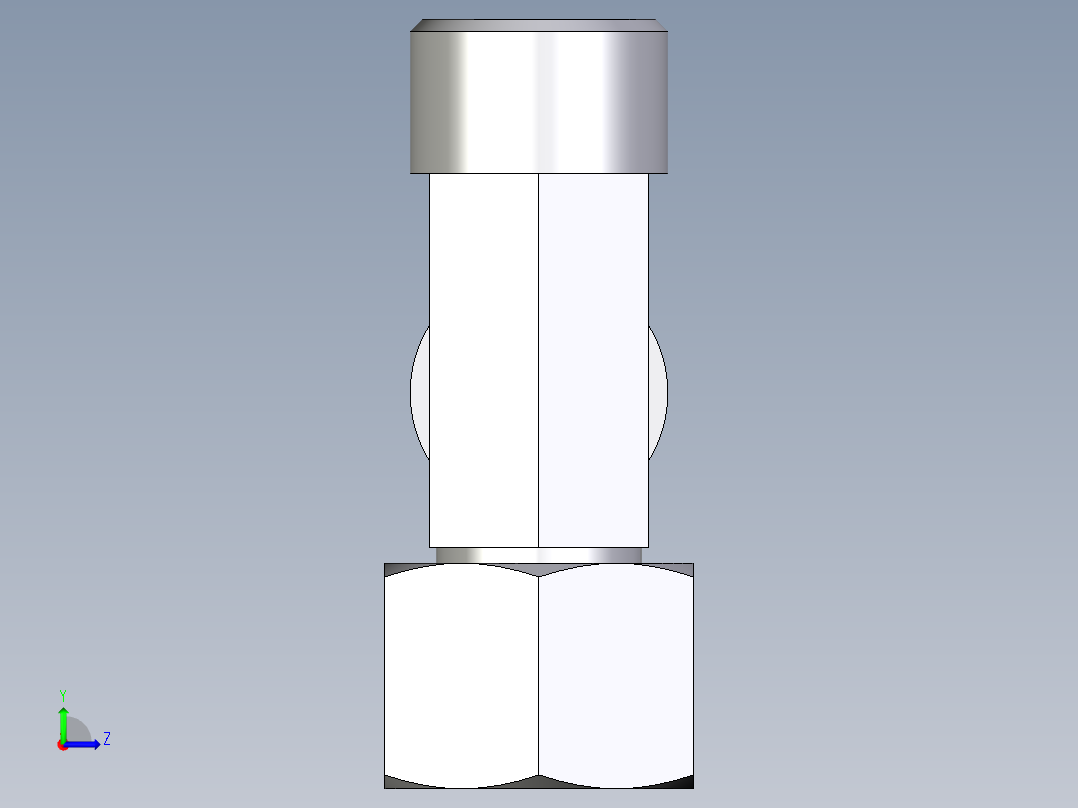 卡套式工业通用硬管接头EO_Swivel_nut_run_tee_EL12SOMD71左视图
