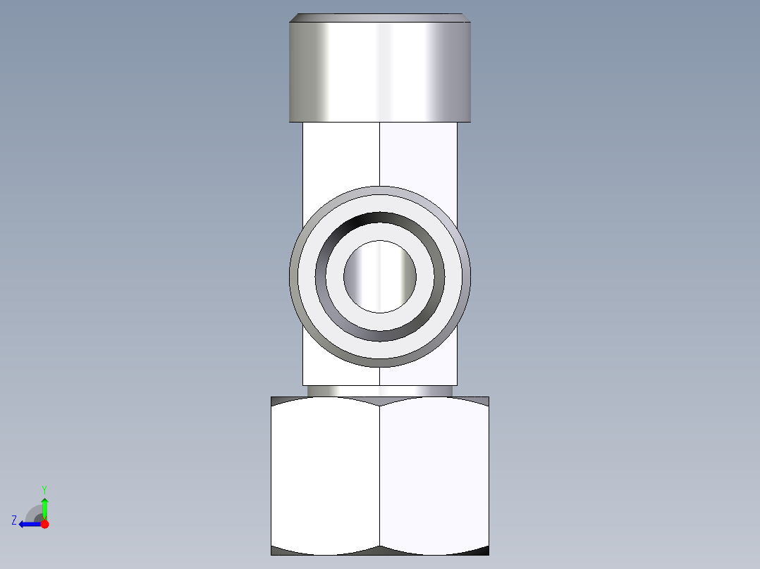 卡套式工业通用硬管接头EO_Swivel_nut_run_tee_EL12SOMD71右视图