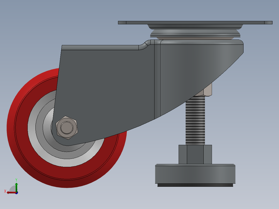 3寸脚轮模型后视图