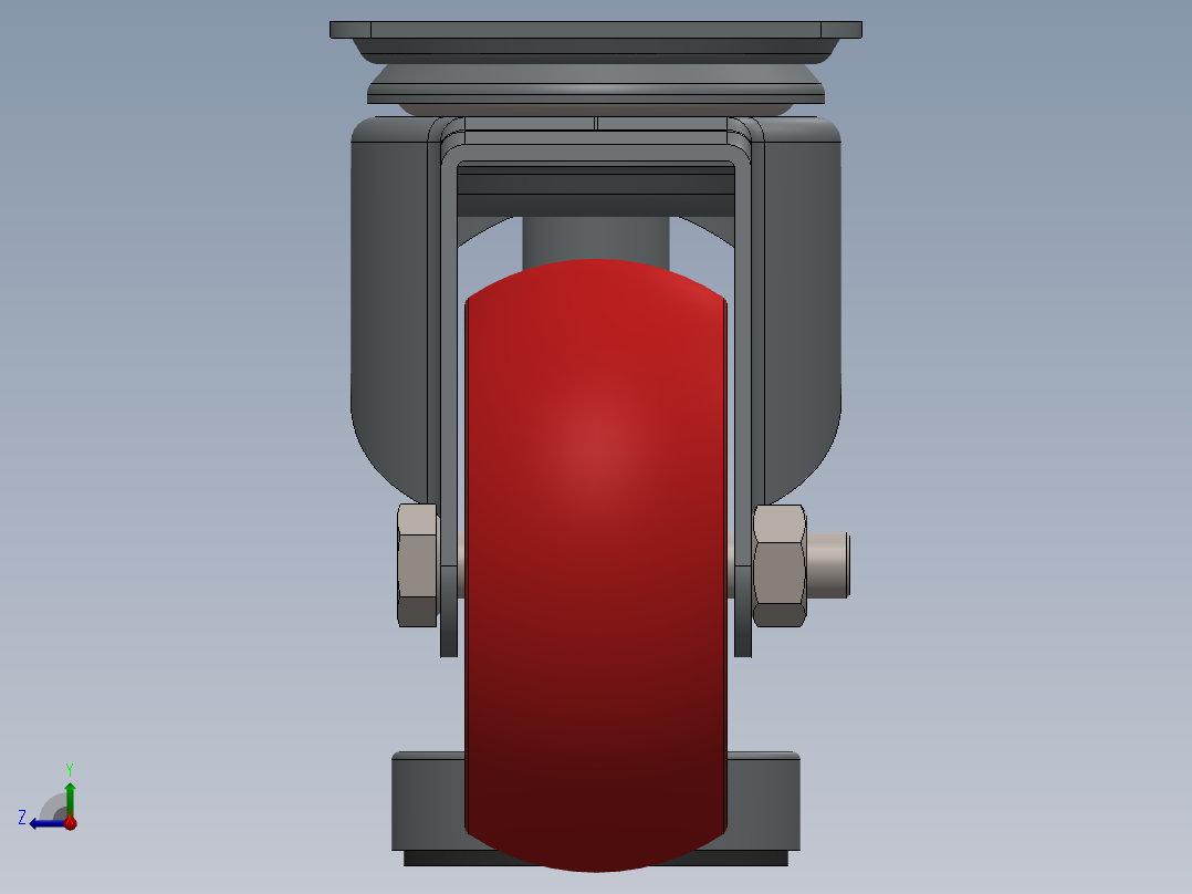 3寸脚轮模型右视图
