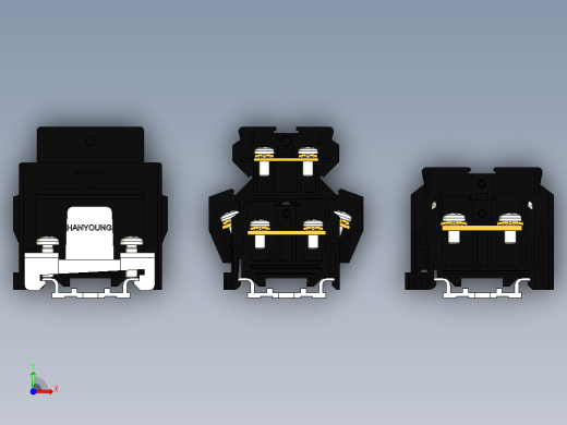 标准DIN导轨35mm安装结构接线板前视缩略图