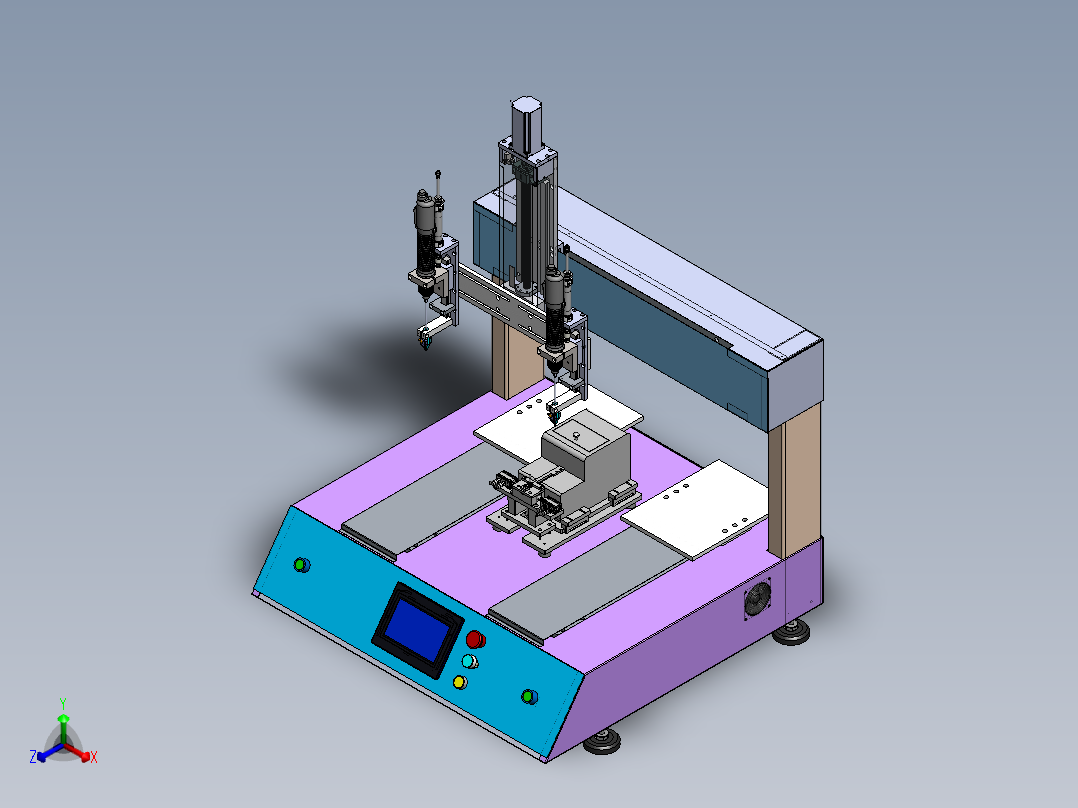 吹气式桌面双工位螺丝机sw18可编辑正等轴测图