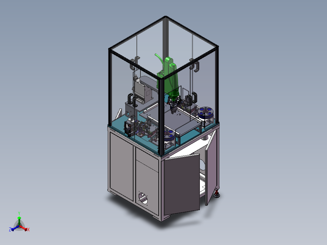 水平自动贴标机sw18正等轴测图