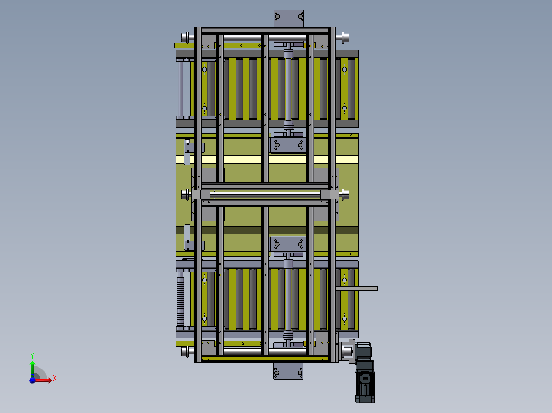 双工位移栽辊道门板码垛装箱工作站（sw19+工程图)前视图