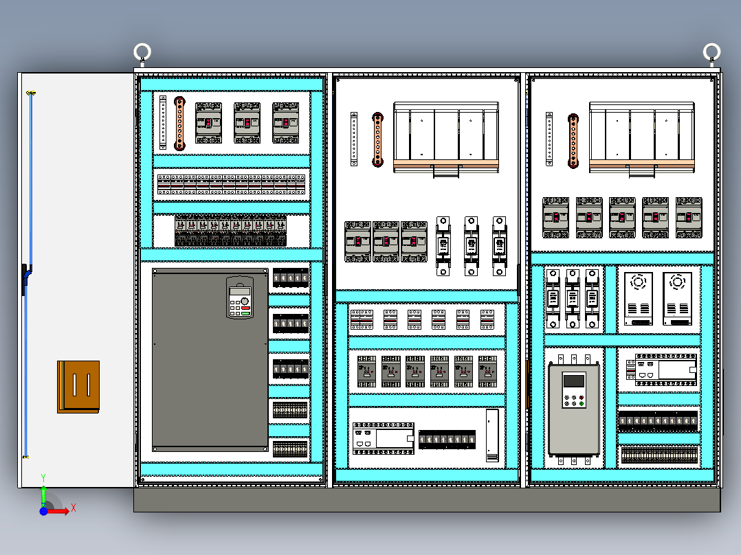 三柜组装变频器刀开关plc控制柜 56425前视图