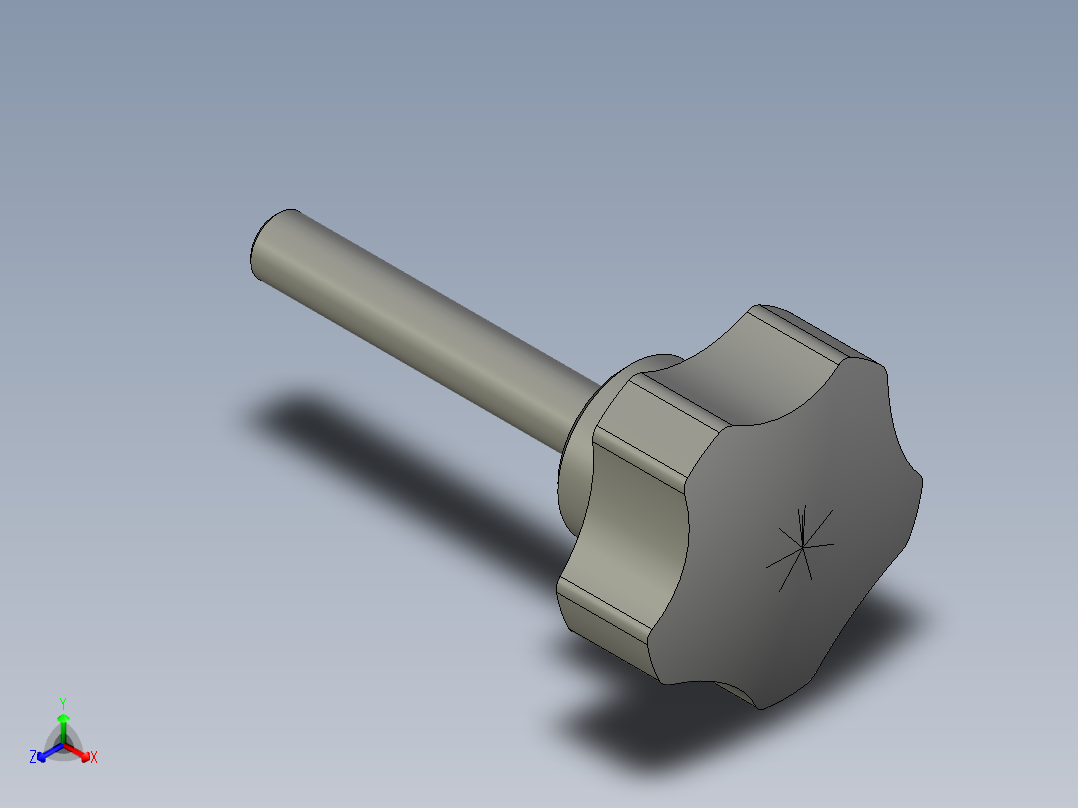01五星把手M8X40c21-缝纫机夹线器-TA21正等轴测图