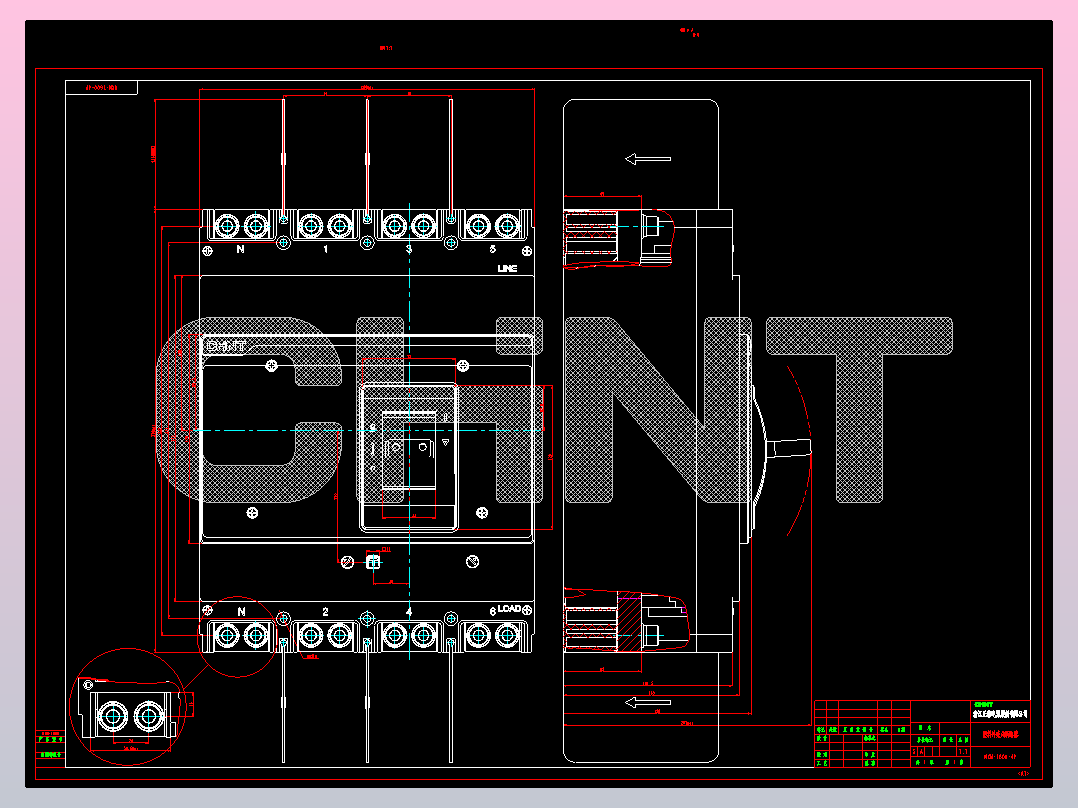 NXM-1600 4P塑料外壳式断路器外形安装尺寸图202209