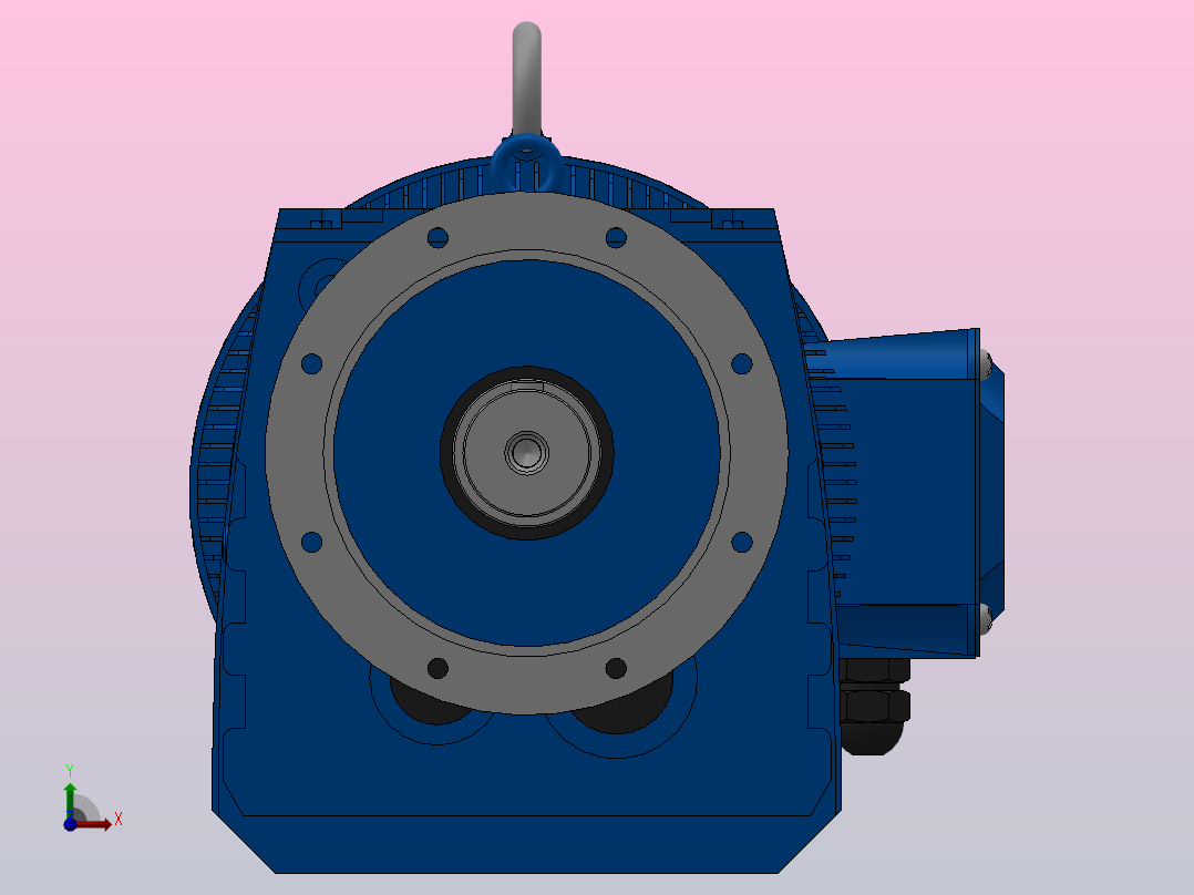 RF147法兰轴伸式安装斜齿轮减速机RF147-Y90-4P-280M-M1-0°-Φ450前视图