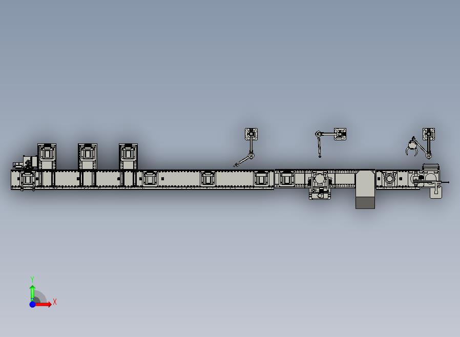 PMS曳引机流水线总装配图step格式前视图