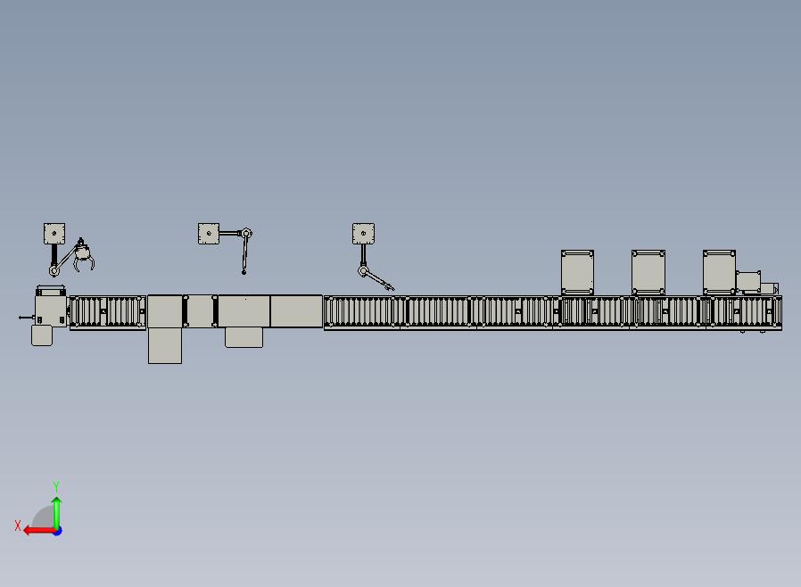 PMS曳引机流水线总装配图step格式后视图