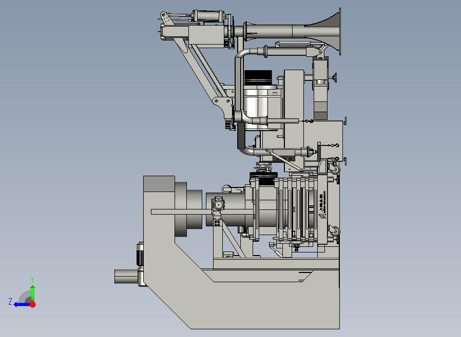 PMS曳引机流水线总装配图step格式右视图