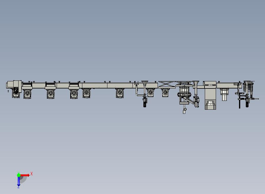 PMS曳引机流水线总装配图step格式俯视图