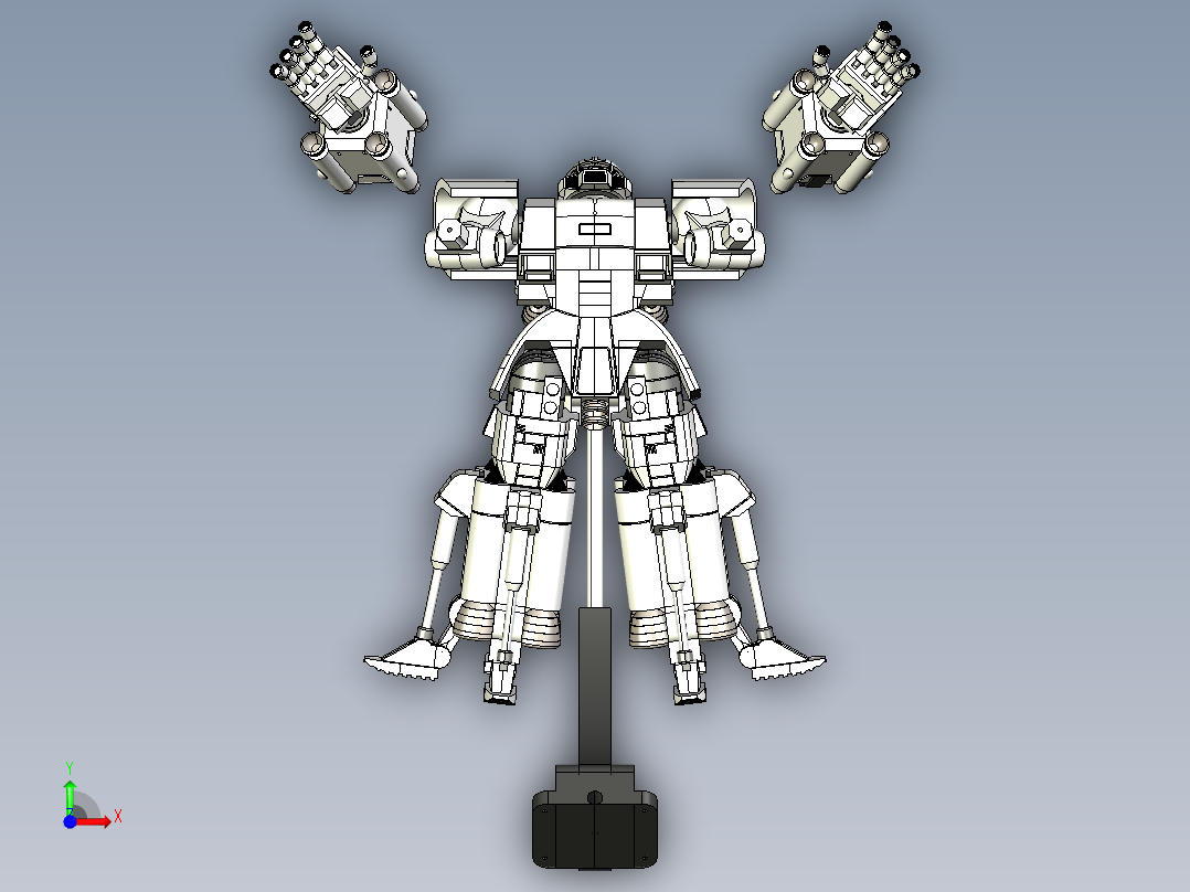 ZAKU ii机器人模型摆件3D图纸 IGS STL格式前视图