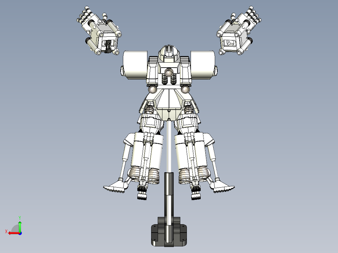 ZAKU ii机器人模型摆件3D图纸 IGS STL格式后视图