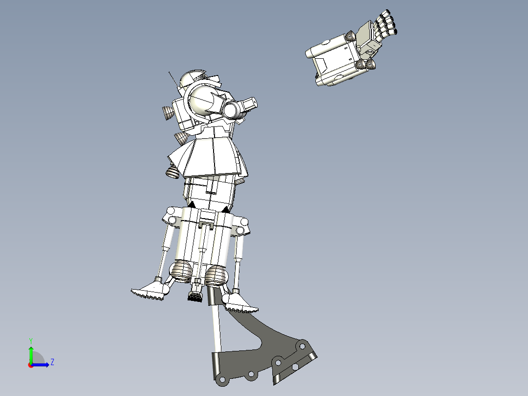 ZAKU ii机器人模型摆件3D图纸 IGS STL格式左视图