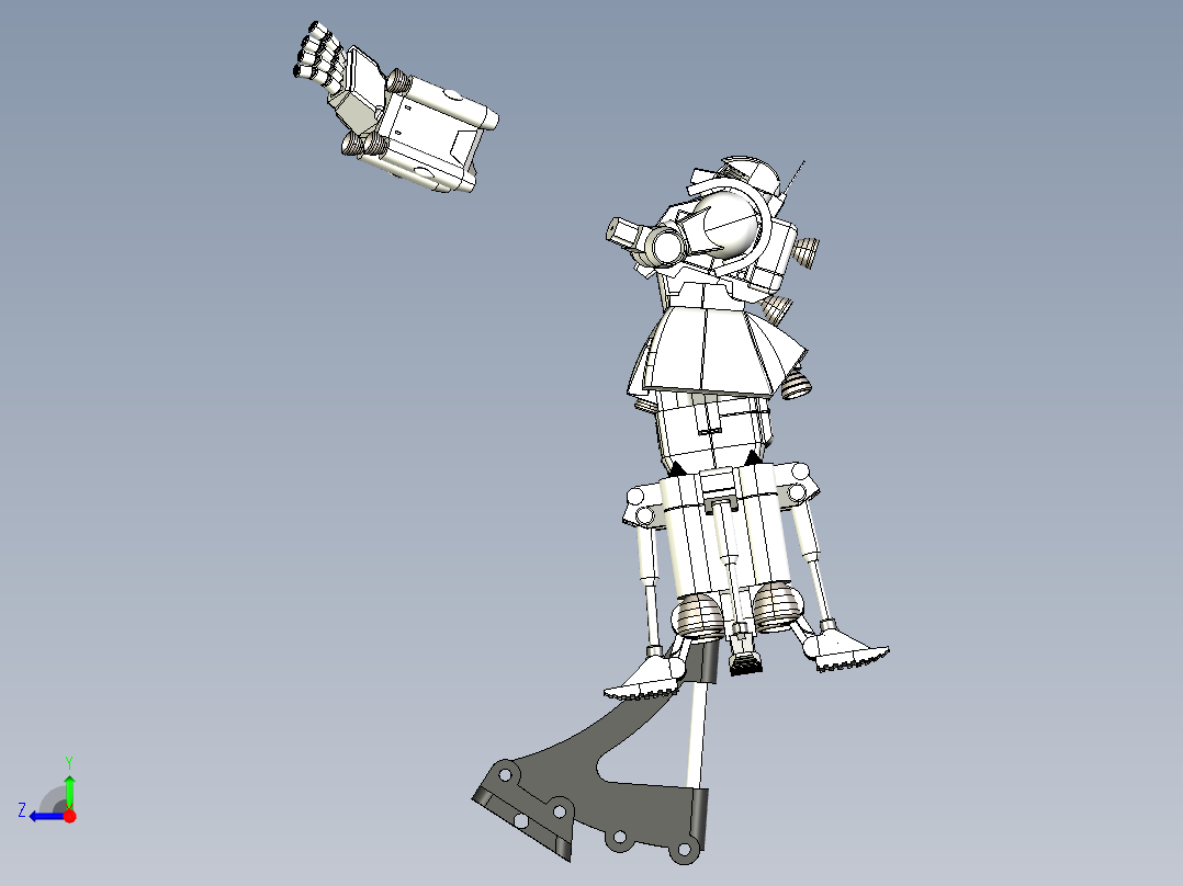 ZAKU ii机器人模型摆件3D图纸 IGS STL格式右视图