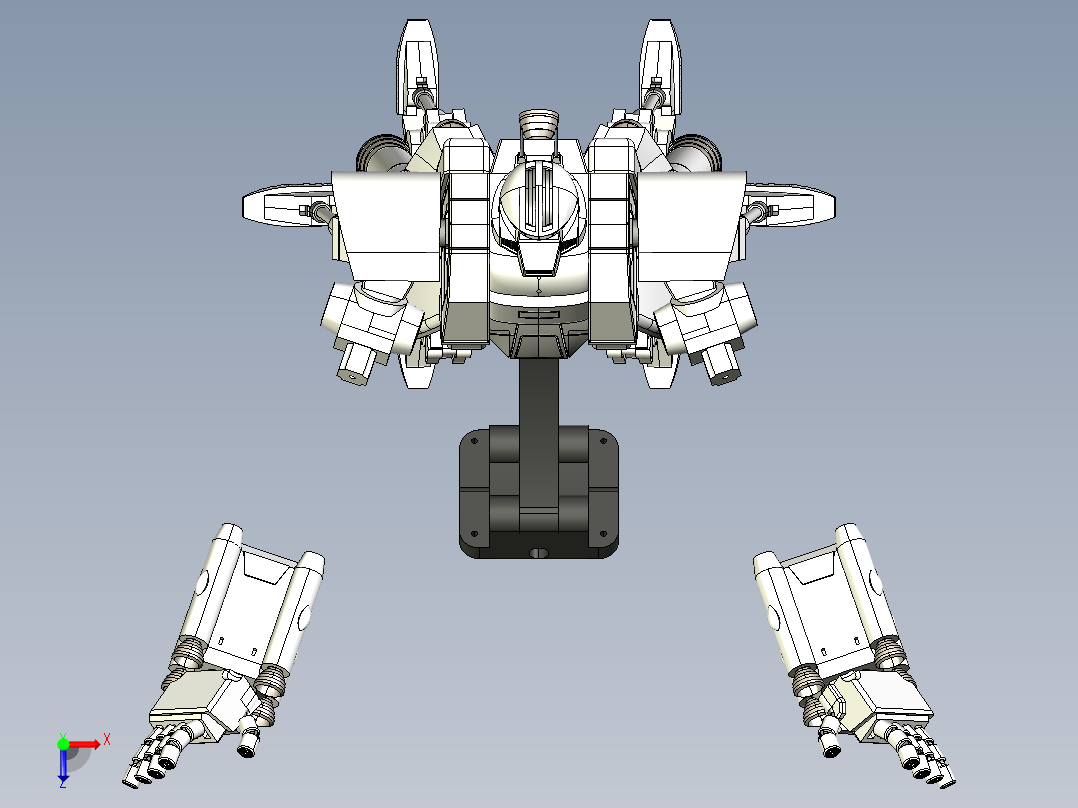 ZAKU ii机器人模型摆件3D图纸 IGS STL格式俯视图