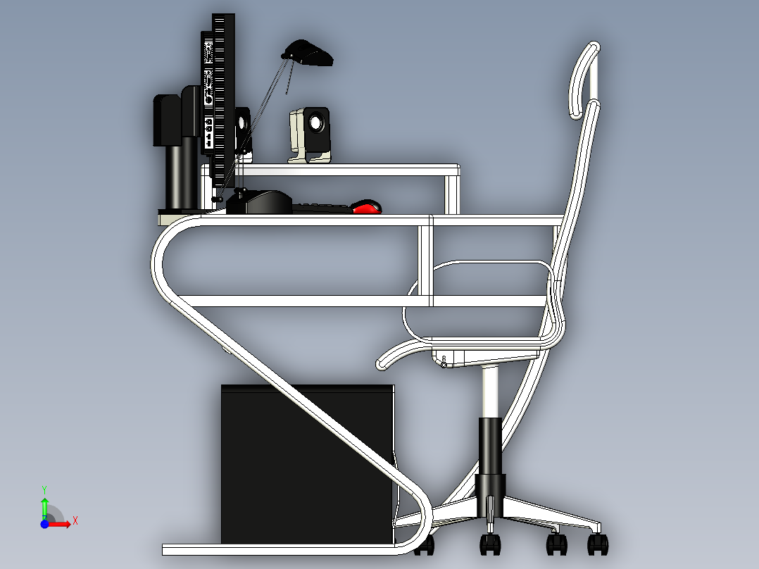 高档办公桌前视图