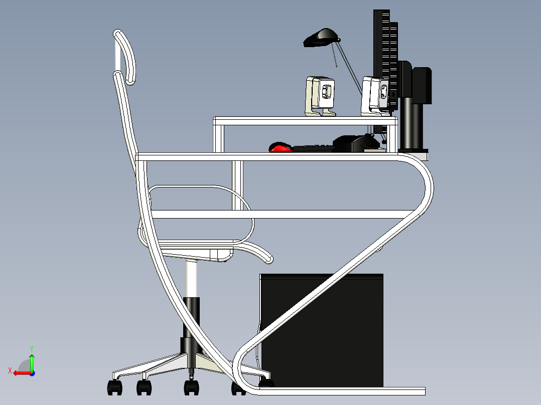 高档办公桌后视图