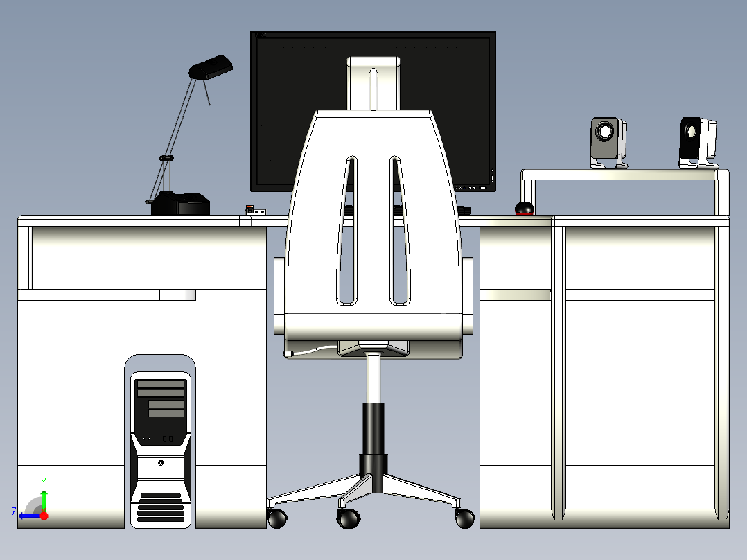 高档办公桌右视图