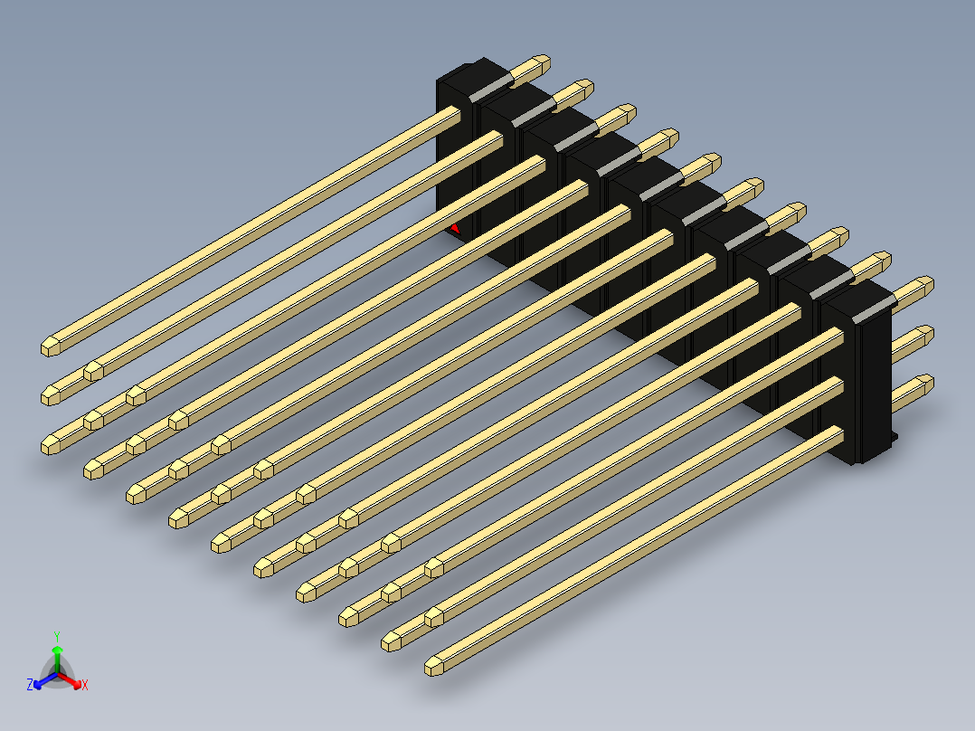 彩色公头100mil（2.54mm）系列-DS1021_black_3x10p_100mil_Type43_rev1.0主视图