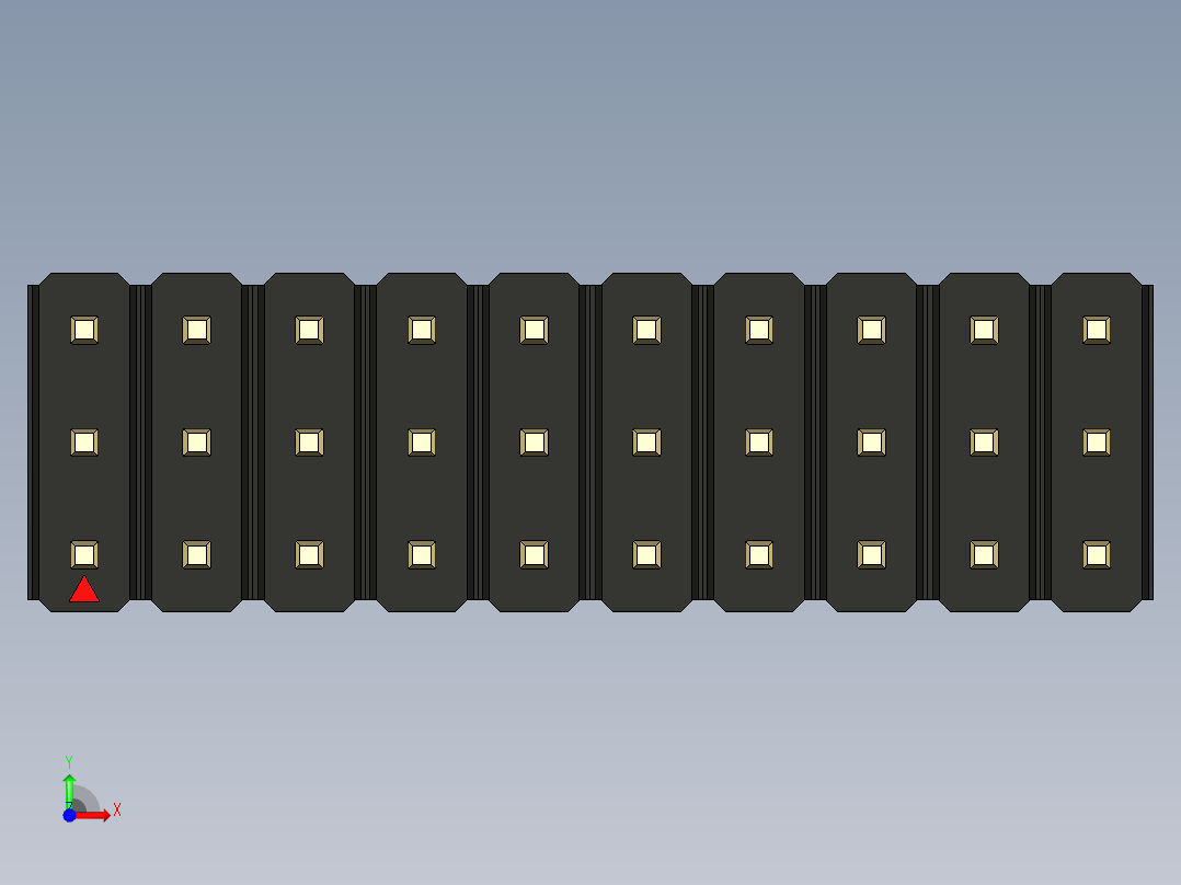 彩色公头100mil（2.54mm）系列-DS1021_black_3x10p_100mil_Type43_rev1.0前视图