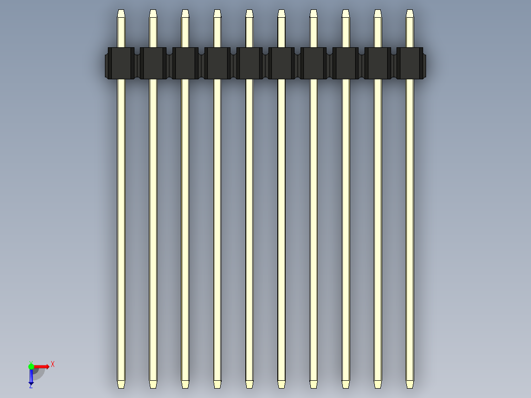 彩色公头100mil（2.54mm）系列-DS1021_black_3x10p_100mil_Type43_rev1.0俯视图