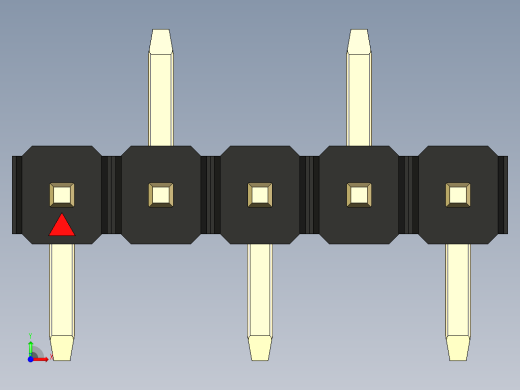 彩色公排针 100mil 2.54mm 系列-DS1022_black_05p_100mil_Type_SMT_R2_rev1.0前视缩略图