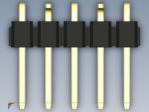 彩色公排针 100mil 2.54mm 系列-DS1022_black_05p_100mil_Type_SMT_R2_rev1.0俯视缩略图