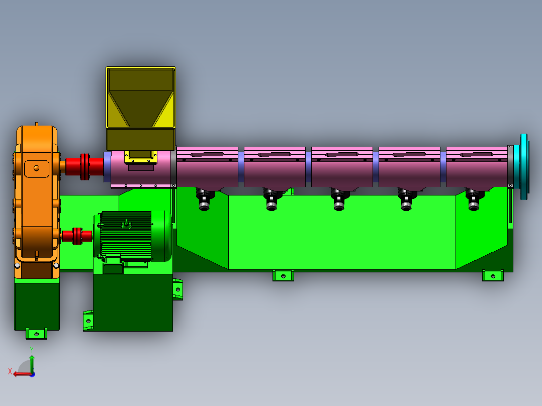 挤出机模型后视图