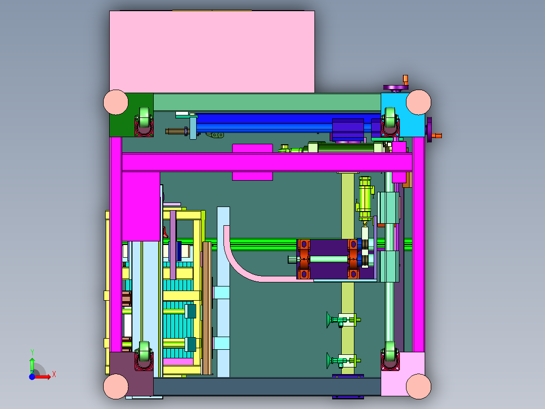 物流快递云仓纸箱盒侧面开箱机前视图