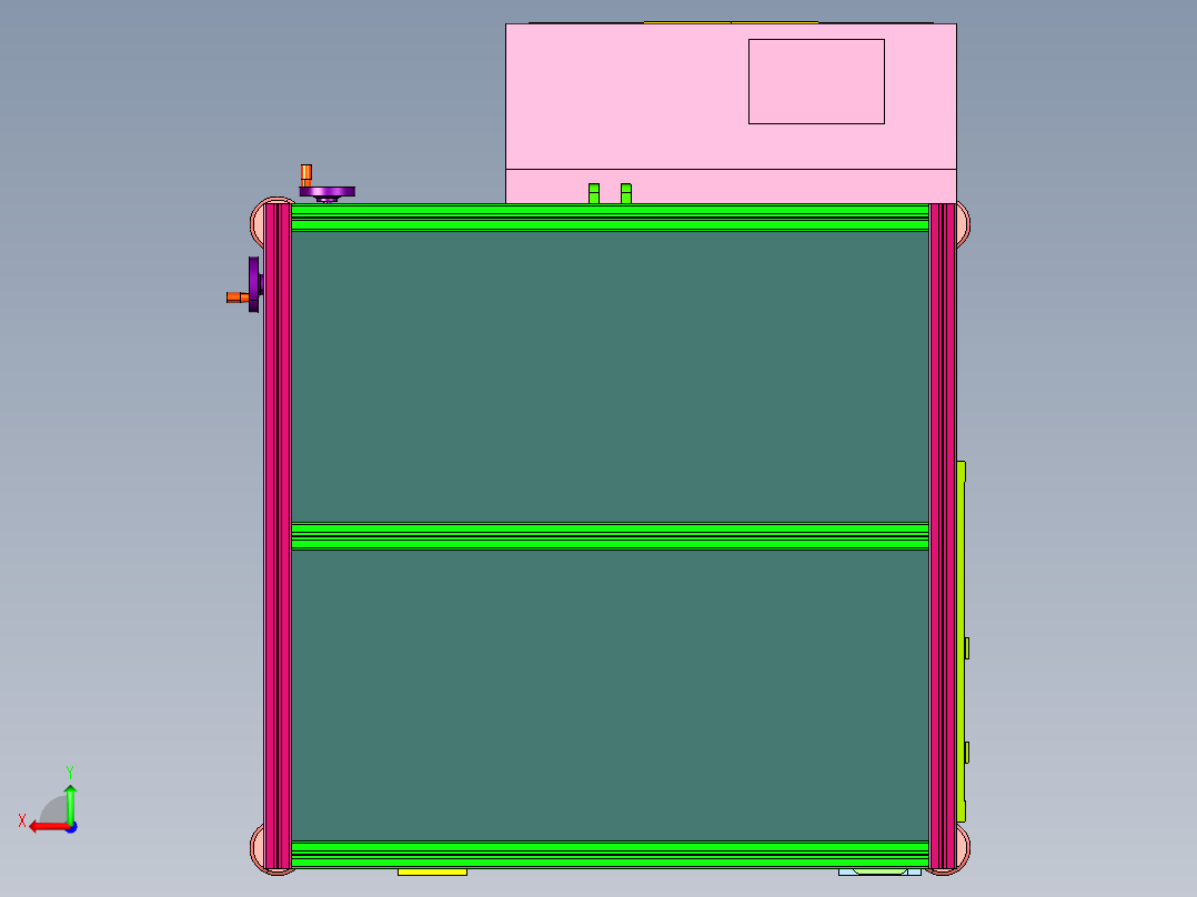 物流快递云仓纸箱盒侧面开箱机后视图
